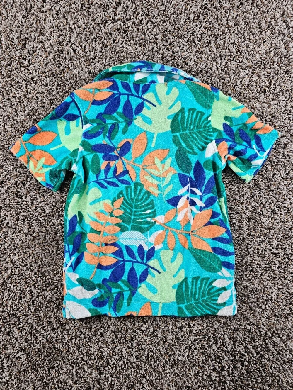 Falls Creek Kids Boys Sz 4T Terry Cloth Button Up Tropical Print Shirt